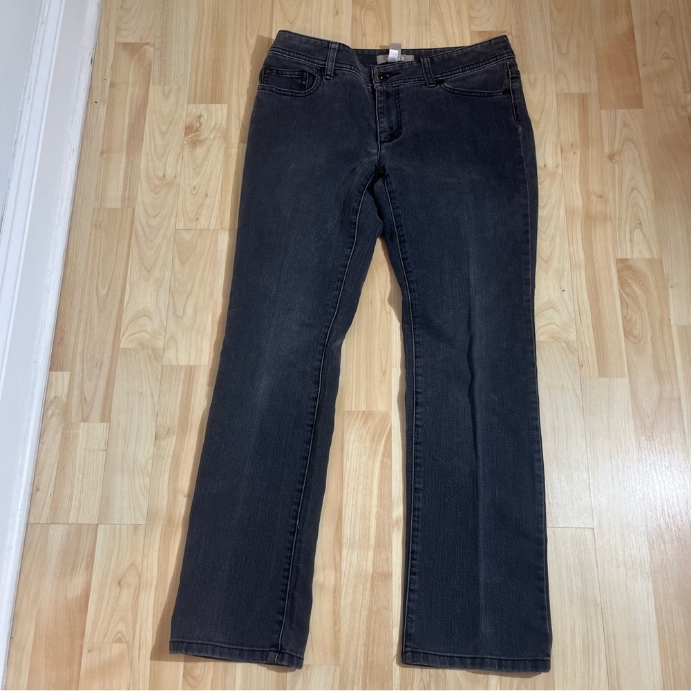 Chicos Womens Black Straight Leg Mid Rise Denim Jeans Size 00 Short XS/2